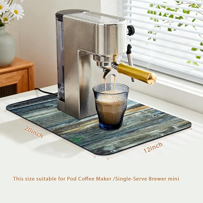 Coffee Maker Mat 20x12 Inch, Wood Grain Panel Style, Absorbent Hide Stain - Image 2