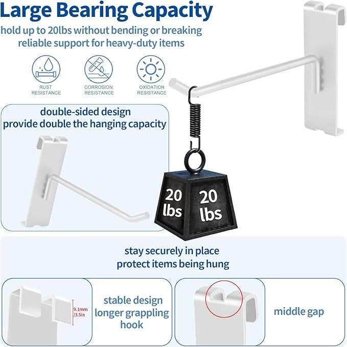 20Pcs Gridwall Hooks, Metal Grid Panel Hanging Peg Hooks, Grid Wall Accessory - Image 4