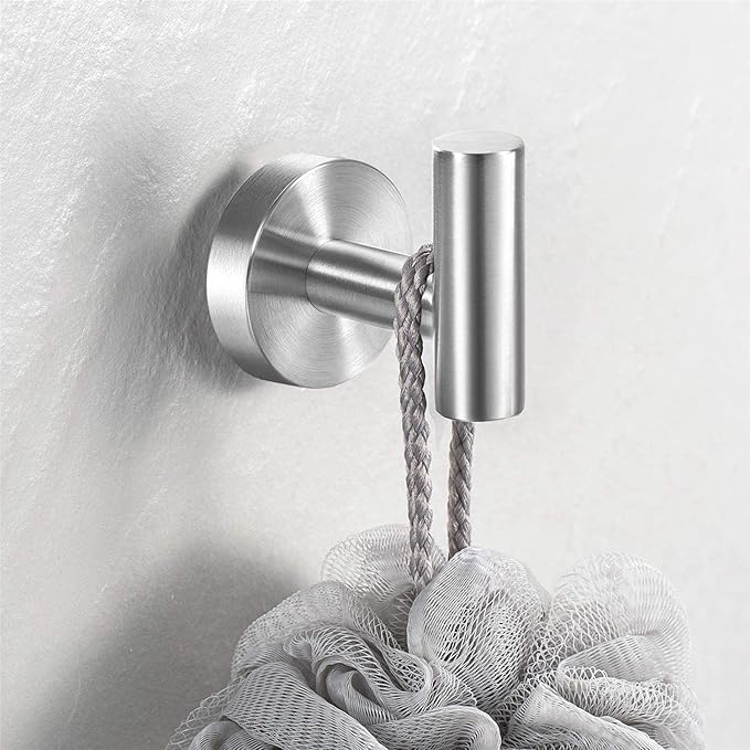 Vuzvuv 2-Pack Silver Brushed Nickel Towel Hooks, SUS304 Stainless Steel - Image 5