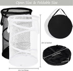BATTOO 2 Pack Large Collapsible Laundry Basket Foldable Mesh Pop Up Hamper - Image 2