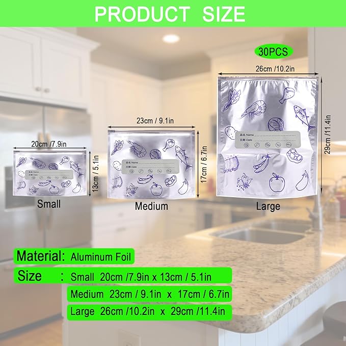 Reusable Aluminum Foil Storage Bags, Leak-Proof Stand-Up Bags - Image 2