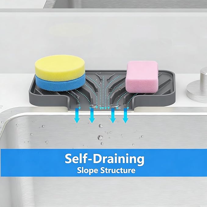 Sponge Holder for Kitchen Sink, Dish Sponge Holder & Soap Tray - Image 2