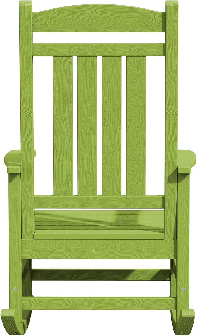 KINGYES HDPE Rocking Chairs Outdoor, Patio Rocking Chairs with 330lbs Support, Smooth Porch Rocker for Deck Lawn Yard, Pistachio Green - Image 12