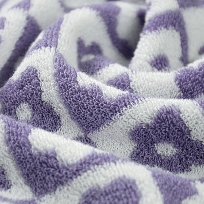 Jacquotha Cotton Hand Towels Lilac Checkered Floral - Image 2