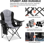 2 Pack Folding Camping Chairs for Adults - High Back Padded Outdoor Lawn Chairs with Lumbar Support & Cup Holder, 400lbs Heavy Duty Portable Camping Chairs Set (Black & Light Gray) - Image 8