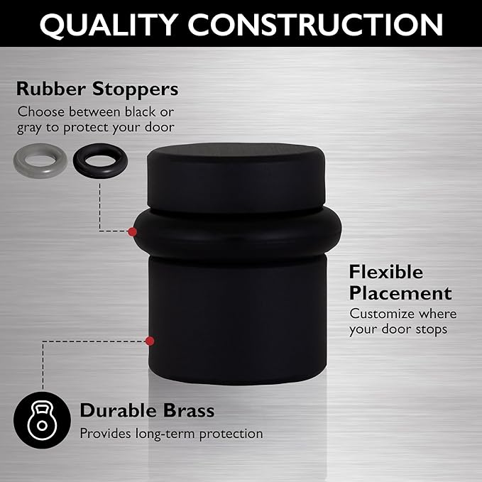Design House 2-Pack Modern Cylindrical Floor Mounted Door Stops - Image 6
