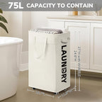 Goodpick Laundry Baskets with Wheels and Handle, Clothes Laundry Basket with - Image 4