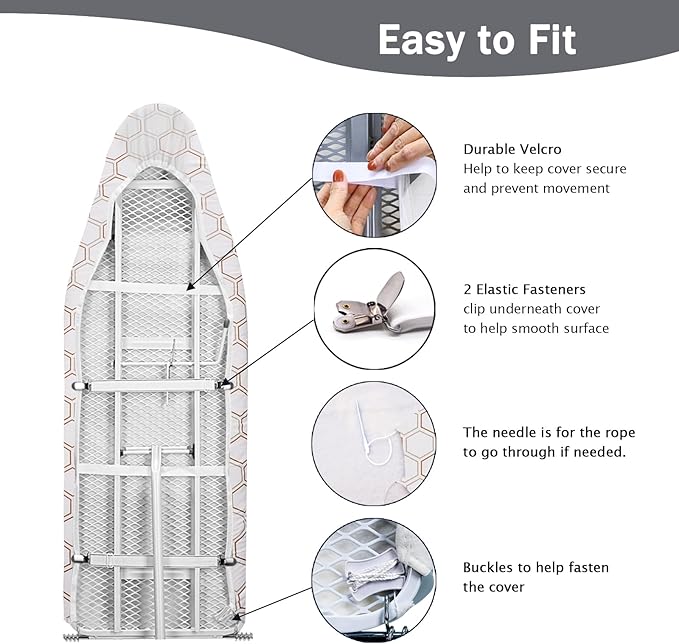SheeChung 14"x42" Over The Door Ironing Board Cover and Pad, Thick Iron Covers - Image 3