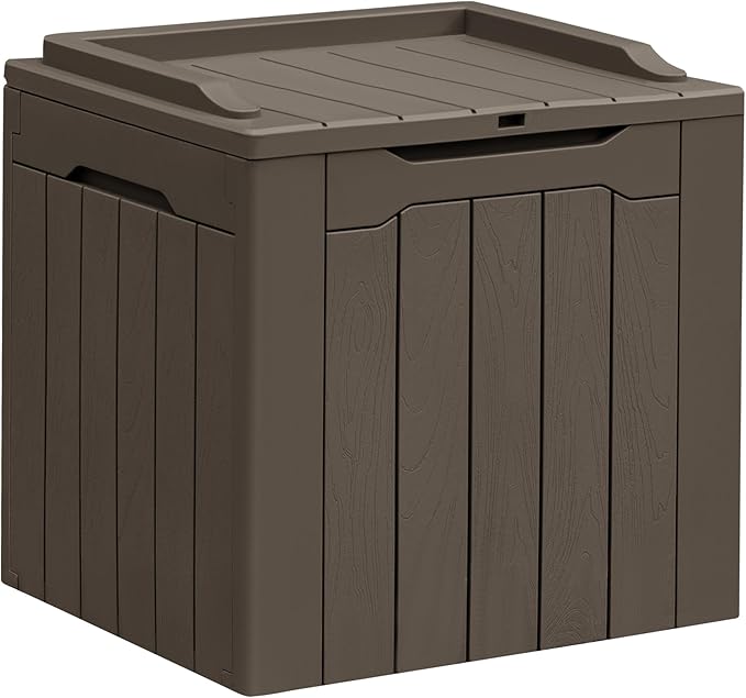 Greesum 31 Gallon Resin Deck Box All Weather Outdoor Storage Boxes for Patio Furniture Set,Outdoor Toys,Garden Tools,Brown by BuynowfromGreesum