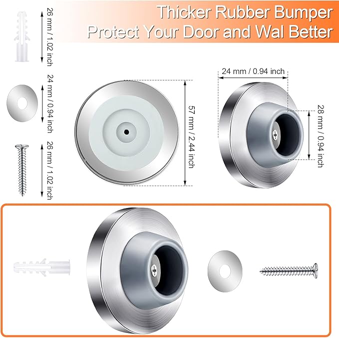 Blulu Concave Wall Door Stopper Door Bumper Stainless Steel Wall Protector - Image 2