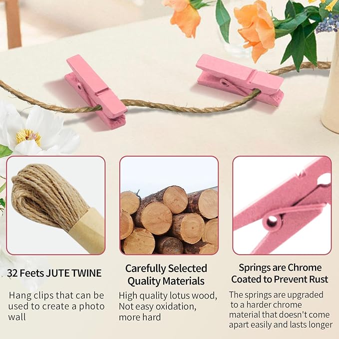 1.35 Inch Mini Clothes Pins for Photo100 Pcs - Image 3