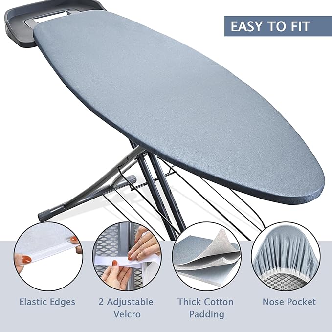 SheeChung Ironing Board Cover and Pad 18"x49", Extra Thick Padding and Cotton - Image 3