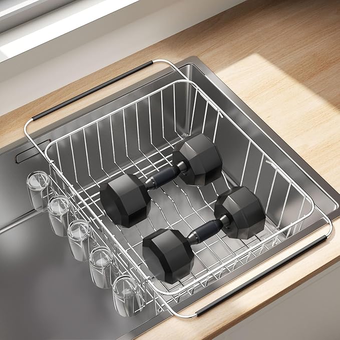 Dish Drying Rack in Sink, Extendable Stainless Steel Dish Drainers - Image 9