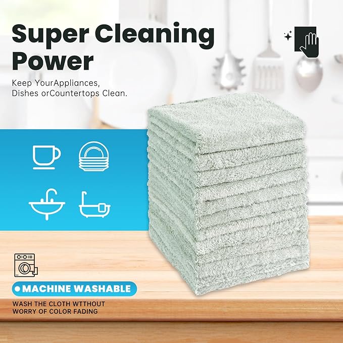 12 Pack Cleaning Cloth, Ultra Soft Absorbent Quick Drying Microfiber Cleaning - Image 6
