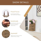 Wall Hanging Basket Decorative Boho Mounted Organizer Dried Flower Plants Front - Image 3