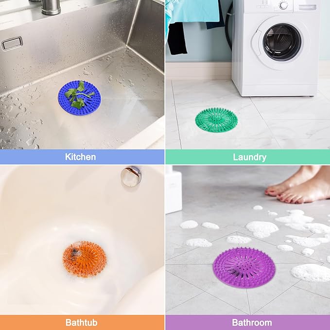 Drain Hair Catcher Durable Silicone Hair Stopper Shower Drain Covers - Image 4