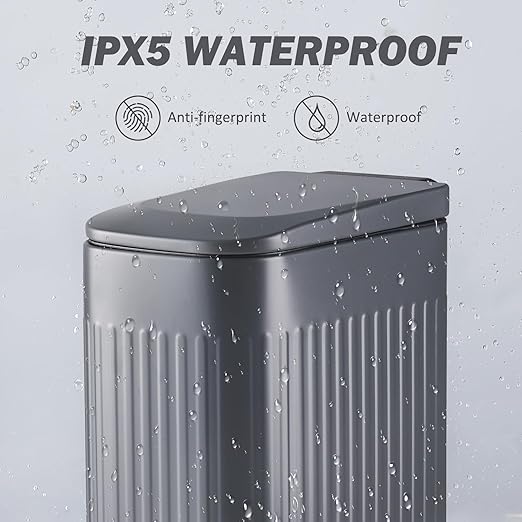 Slim Bathroom Trash Can with Lid Soft Close, Stainless Steel Garbage Can Step - Image 3