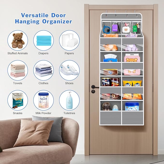 Univivi 5-Shelf Fabric Door Organizer Over Door Hanging Organizer - Image 9