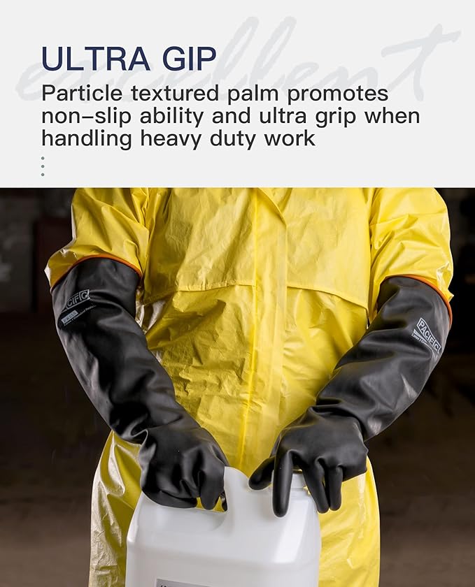 PACIFIC PPE Heavy Duty Latex Chemical Gloves, Strong Acid Resistance Rubber - Image 6