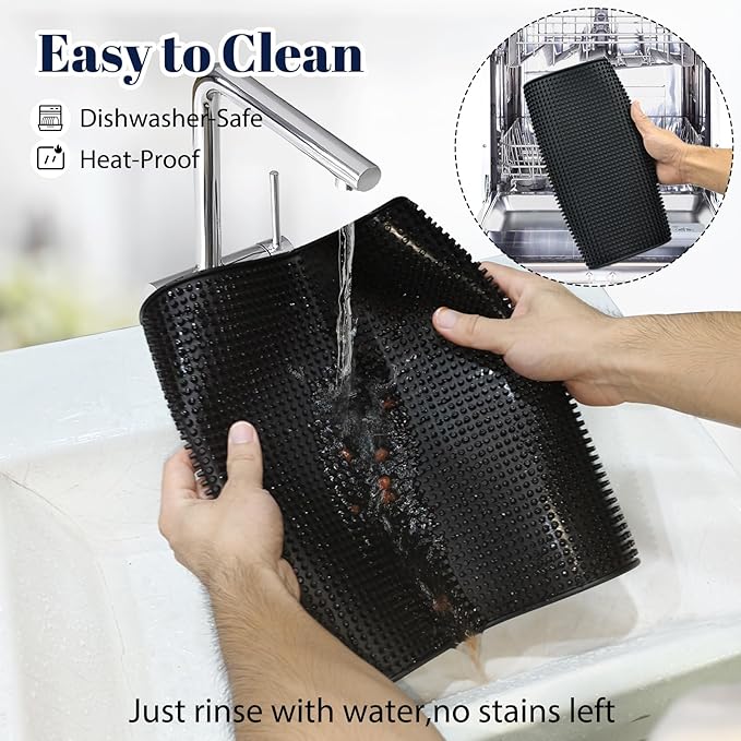 6 Pack Rubber Bar Mats for Countertop 18x12 Inch Black Silicone Coffee Bar Mats - Image 6