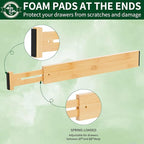 6 Pack Bamboo Drawer Dividers 2.6" High, Adjustable Spring Loaded Clothes - Image 5