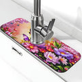 Pink butterfly flower Kitchen sink faucet pad, strong water absorption by Unknown