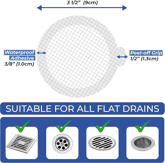 Disposable Hair Catcher Shower Drain Mesh Stickers, 35 Pack - Image 2