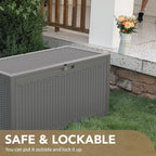 Devoko 95 Gallon Deck Box Large Resin Outdoor Storage Box, Waterproof and UV Resistant Lockable for Outdoor and Patio, Large Storage Cabinet for Patio Furniture, Garden Tools and Pool Supplies, Grey - Image 5