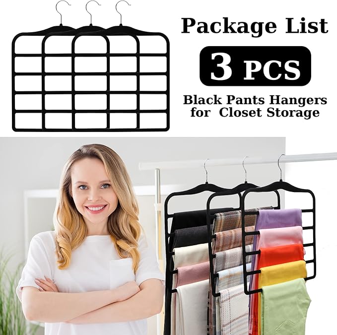 Closet Organizers and Storage, 3 Pack Velvet Pants-Hangers-Space-Saving - Image 7