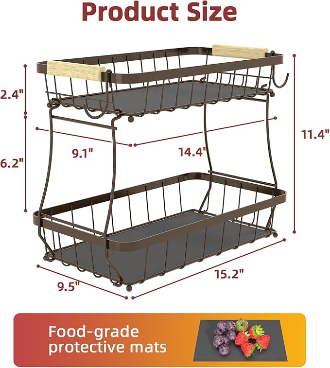 2 Tier Large Fruit Basket for Kitchen Counter - Image 7