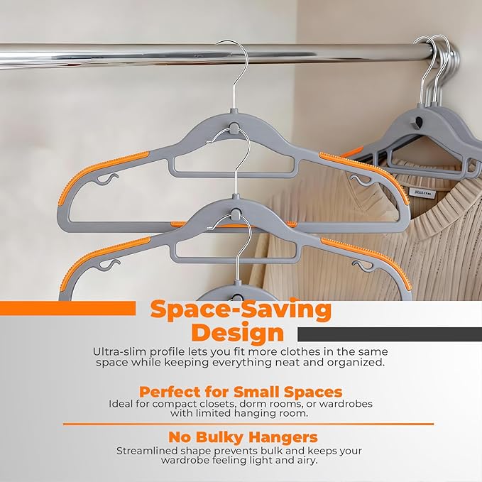 Plastic Hangers 50 Pack, Cascading Slim Space Saving Clothing Hangers - Image 11