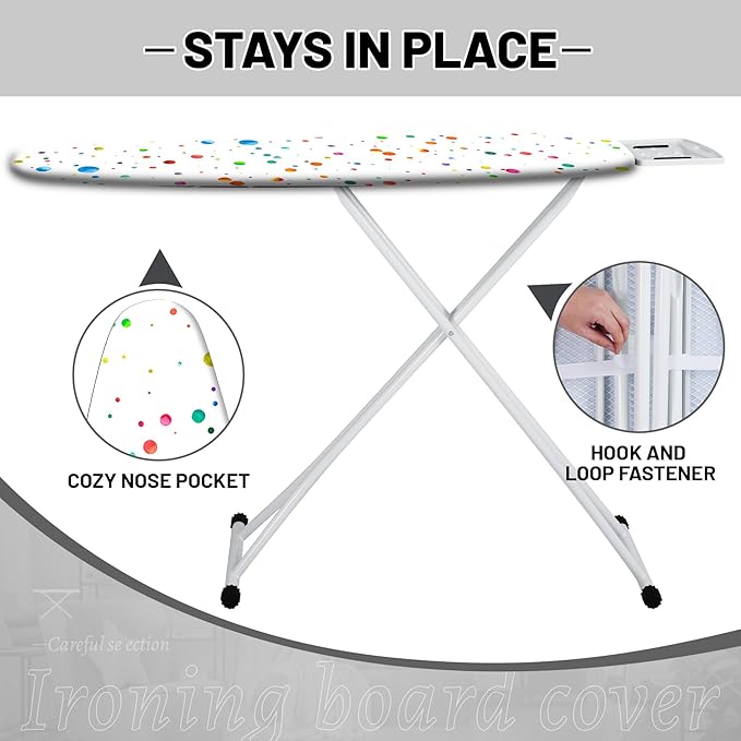 Extra Thick Ironing Board Cover and Pad, Colorful Polka Dot 15x54 Ironing Board - Image 3