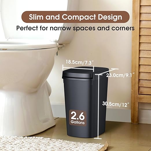 CEROELDA 3 Pack Slim Bathroom Trash Can, 10L/2.6 Gal - Image 2