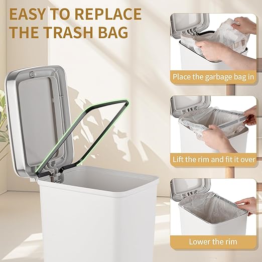 Small Bathroom Trash Can with Lid and 3 Rolls Trash Bags, Step Pedal - Image 4