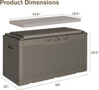 JUMMICO 100 Gallon Resin Deck Box with Cushion, Waterproof Outdoor Storage Box with Lockable Lid for Garden Tools, Patio Cushions (Light Brown) - Image 2