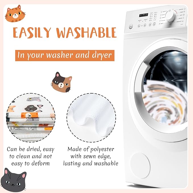 R HORSE 5Pcs Funny Kitchen Dish Towels, Cute Cat Dishcloths Gift, Absorbent - Image 3
