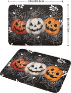 Halloween Dish Drying Mat for Kitchen Counter Spooky Pumpkins Spiderweb Super - Image 2