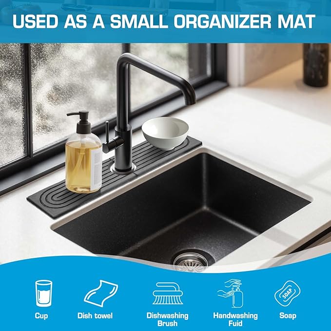 Faucet Mat for Kitchen Sink, Diatomite Quick Drying Tray, Long 23.6'' Kitchen - Image 3