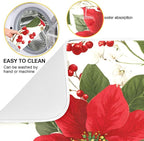 Red Poinsettias with Holly Dish Drying Mat - Image 2