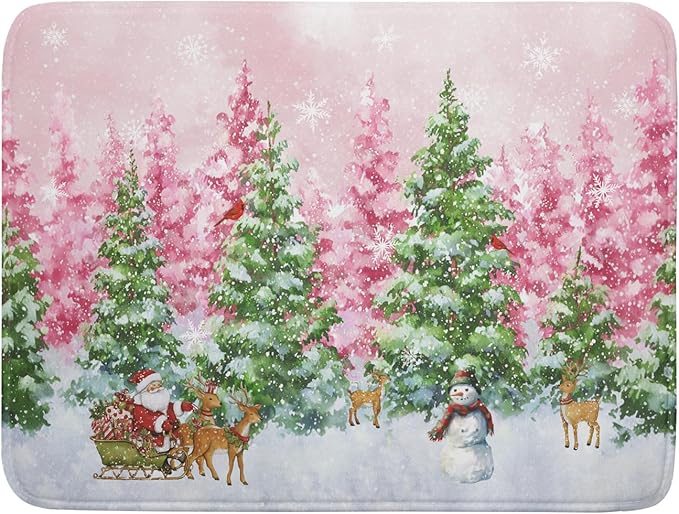Winter Dish Drying Mats for Kitchen Counter Watercolor Forest Decoration Coffee by Giwawa