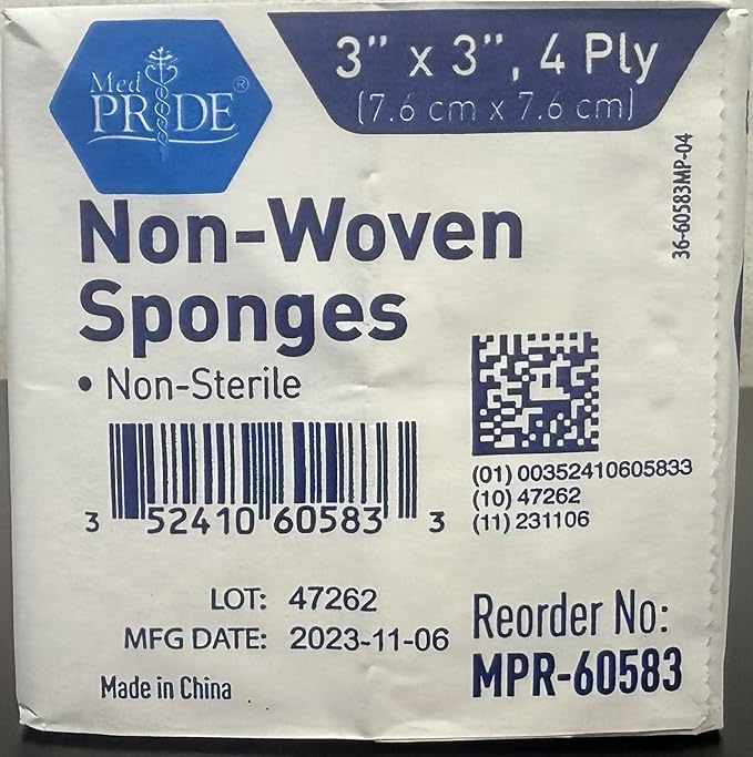 MED PRIDE 3x3 in Gauze Pads 200 Pack, Nonsterile, 4 Ply, Nonadherent Mesh - Image 6