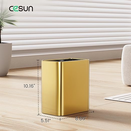 Cesun Small Bathroom Trash Can 2.1 Gallon Wastebasket, Modern Metal Garbage Can - Image 2