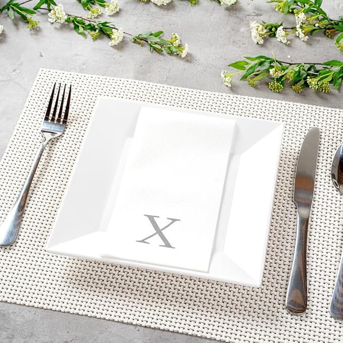 Luxenap 15.8 X 7.9 Inch Linen-Feel Guest Towels, 50 Lettered Hand Towels - Image 3