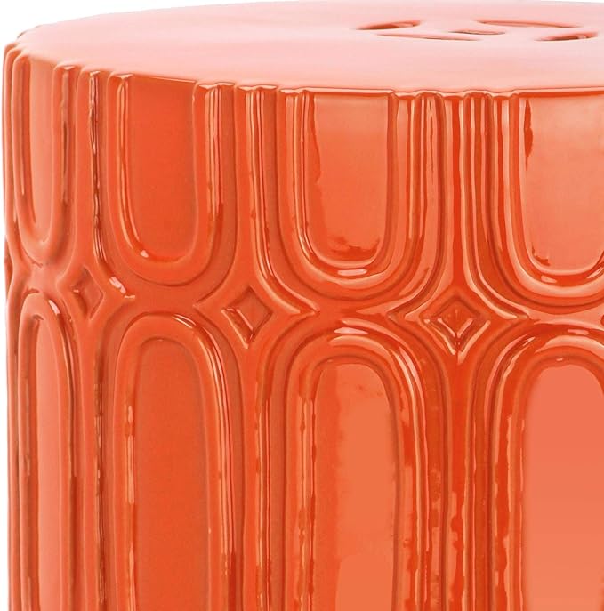 Safavieh Melody Glazed Ceramic Decorative Garden Stool, Orange - Image 2