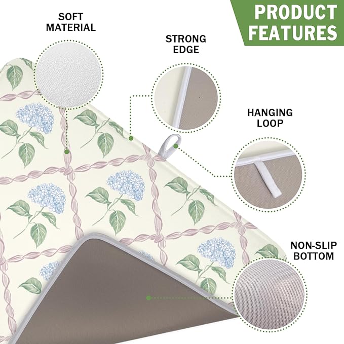 Hydrangea Floral Dish Drying Mat - Image 3