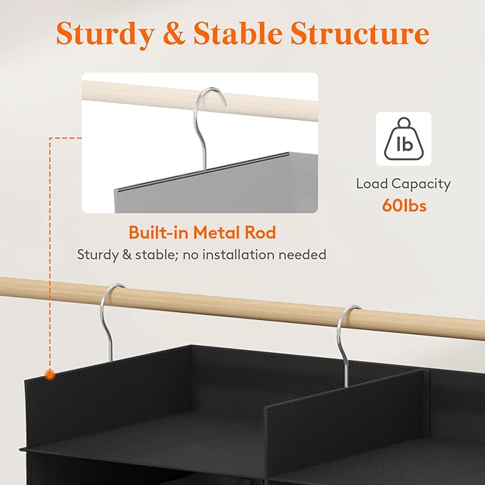 Lifewit Dual-Row Shelf Hanging Closet Organizer and Storage, Clothes Shelves - Image 3