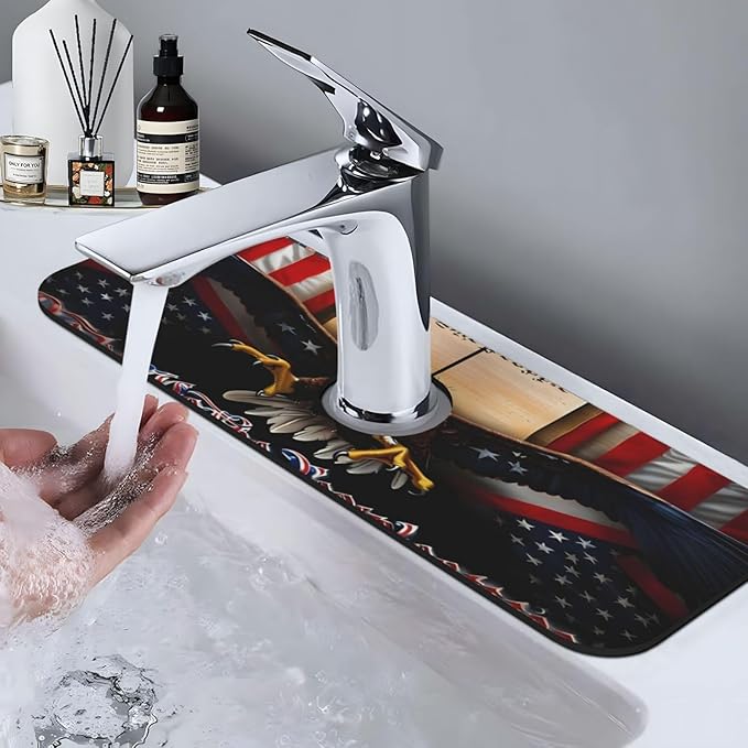 Classic American Old Flag Kitchen sink faucet pad, strong water absorption - Image 7