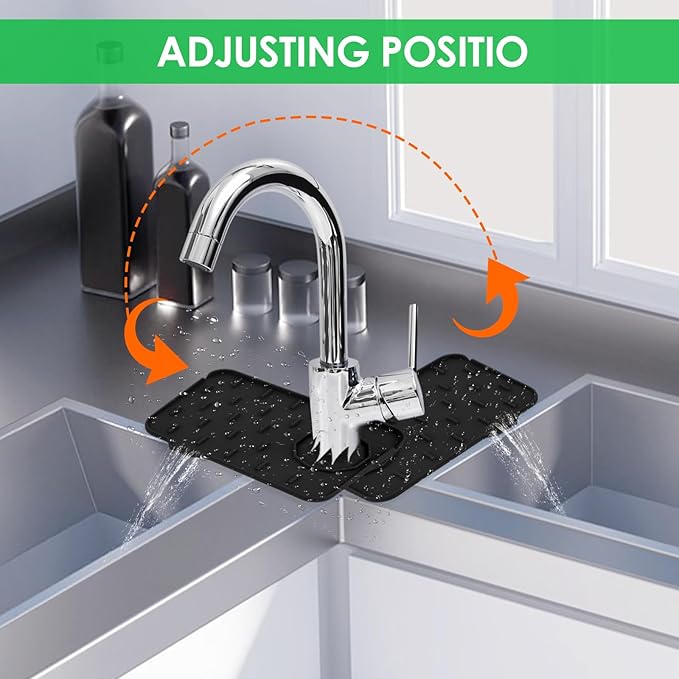 Sink Faucet Splash Guard Mat Silicone Soap Dish Pad Faucet Handle Drip Catch - Image 4