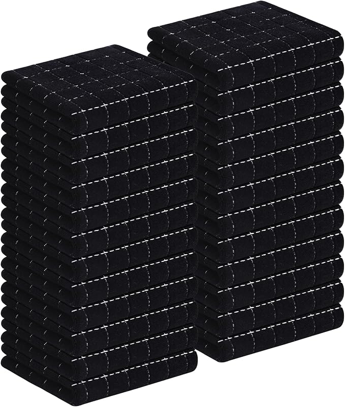 Homaxy 100% Cotton Terry Kitchen Towels, Checkered Designed, Soft and Super by Homaxy