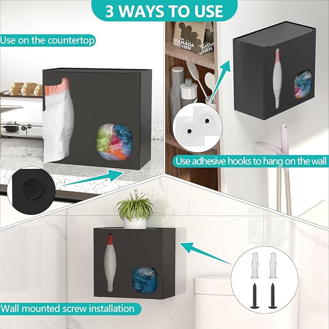 2 in 1 Grocery Bag Holder & Trash Bag Holder Dispenser, Kitchen Grocery Storage - Image 5
